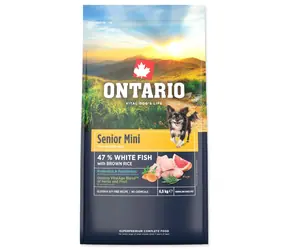 Ontario Senior Mini Fish & Brown Rice 6.5kg / Granule pro starší psy 