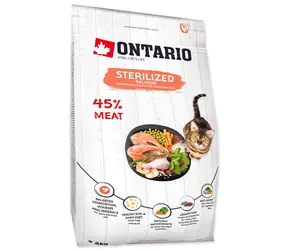 Ontario Cat Sterilised Salmon 2kg / Granule pro dospělé kočky 