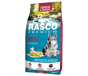 Rasco Premium Senior Large kuře s rýží 15kg / Granule pro starší psy 