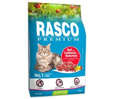 Rasco Premium Sterilized hovězí s brusinkou a lichořeřišnicí 2kg / Granule pro dospělé kočky 