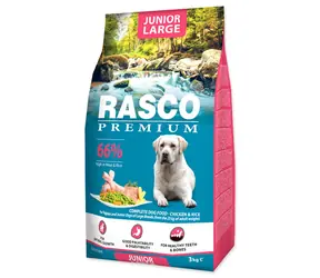 Rasco Premium Junior Large kuře s rýží 3kg / Granule pro štěňata 