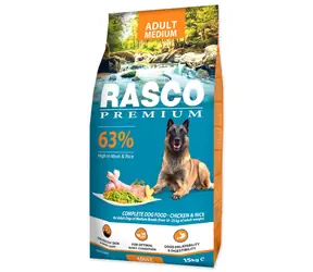 Rasco Premium Adult Medium kuře s rýží 15kg / Granule pro dospělé psy 