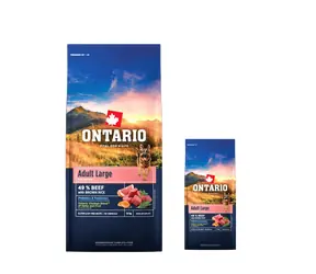 Ontario Adult Large Beef & Brown Rice 2x12kg + Barel ZDARMA / Granule pro dospělé psy 