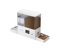 Rojeco 2 v 1 Fontána na vodu pro domácí mazlíčky 3,5 l a krmítko 5 l Button Verson (bílá)