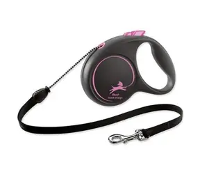Flexi Black Design M lanko 5m černo-růžové / Vodítko 