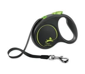 Flexi Black Design S pásek 5m černo-zelené / Vodítko 