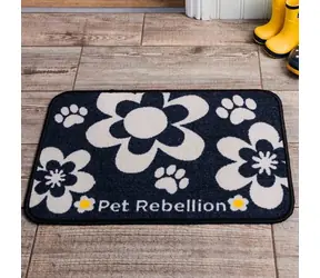 PET REBELLION Dinner Mate Flowers Black Kobereček pod misku 40x60cm
