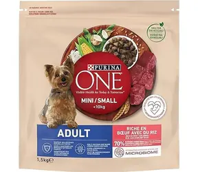 Purina One Mini/Small Dog Adult Hovězí & Rýže 1.5 kg / Krmivo pro dospělé psy středních plemen