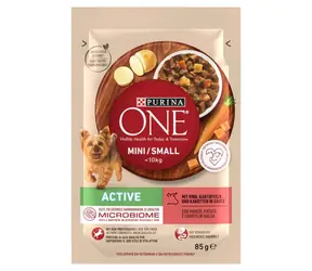 Purina One Mini/Small Active Hovězí 85g  / kapsička pro psy