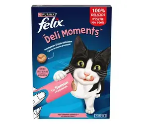 Purina Felix Deli Moments Lososová 4x10 g / Pamlsek pro kočky