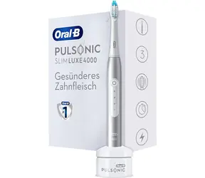 Oral-B Pulsonic Slim Luxe 4000 šedá / sonický zubní kartáček / 62000 stěrů za min. / 3 programy / časovač
