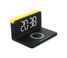 TERRATEC ChargeAir clock! / digitální LCD hodiny / LED osvětlení / nabíjecí bezdrátová plocha pro telefon (10W)