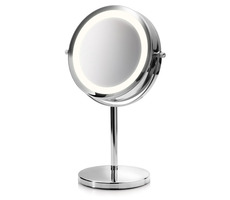 Medisana CM 840 kosmetické zrcátko 2v1 / LED osvětlení / 5x zvětšení / 4x AAA / průměr 13 cm / stříbrná