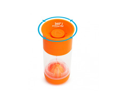 Munchkin - Netekoucí hrnek s infuzérem 414 ml - oranžová / Od 18 měsíců