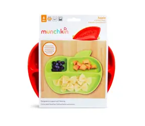 Munchkin - Set barevných dělených talířů ve tvaru jablka 3ks / od 6 měsíců