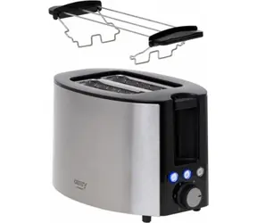 Camry CR 3215 stříbrná / Topinkovač / 1000W/ 2 topinky / nastavitelný stupeň opečení / automatické vypnutí 