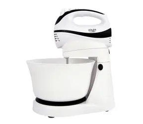 Adler AD 4206 / Ruční & stolní šlehač / 300W / 5 rychlostí / Turbo / šlehání / hňetení / mísa 3.4 L / bílá  