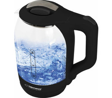 Esperanza EKK025K YUKON rychlovarná konvice černá / 1500 W / 1.7 L / LED osvětlení / sklo a plast