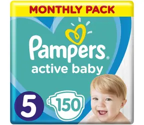 Pampers Active Baby Junior Monthly Pack (150 ks) / Pleny / Velikost 5 (11-16 kg)