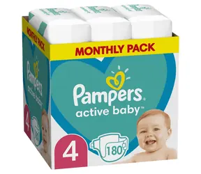 Pampers Active Baby Monthly Pack (180 ks) / Pleny / Velikost 4 (9-14 kg)