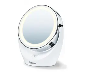 Beurer BS 49 kosmetické výkyvné zrcátko / Průměr: 11 cm / 2 zrcadlové plochy / LED světlo / napájení 3x AA