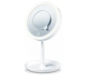 Beurer BS 45 kosmetické zrcátko / Průměr: 17.5 cm / extra magnetické zrcátko / LED světlo / napájení 3x AA