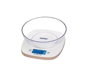 Zelmer ZKS1451 bílá / kuchyňská váha / max. 5 kg / přesnost 1 g / funkce TARE / s plastovou průhlednou miskou