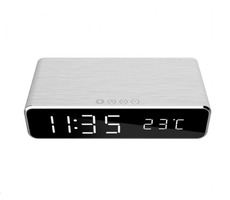 Gembird DAC-WPC-01-S stříbrná / digitální budík / nabíjení telefonu