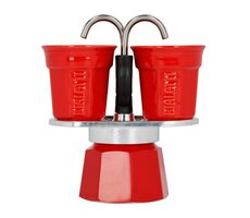 Bialetti Mini Express kávovar + 2 šálky červená