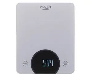 Adler AD 3173s šedá / Kuchyňská váha / 10 kg / LCD / TARE / tvrzené sklo / 2x AAA