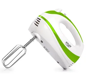 Adler AD 4205g bílo-zelená / ruční šlehač / 300W / 5 rychlostí / Turbo / šlehání / hňetení   