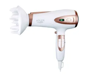Adler AD 2248 bílá / Fén na vlasy / ionizer / 2200 W / 3 teploty / 2 rychlosti / difuzér / Koncentrátor 