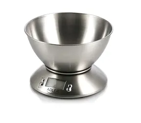 Adler AD 3134 šedá / Kuchyňská váha s miskou / 5 kg / nerezová miska / 1.8 L / 2x AAA(LR03) 