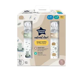 Tommee Tippee Natural Start samosterilizační kojenecká lahev s ANTI-COLIC savičkou, střední průtok, 340 ml, 3m+, 2 ks