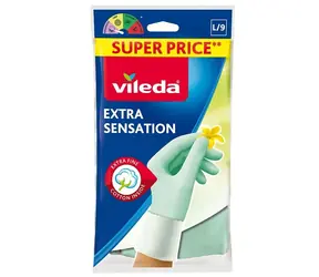 Vileda Extra Sensation (velikost L) / Ochranné rukavice na úklid / protiskluzová úprava / 1 pár