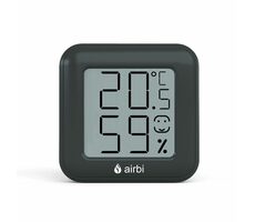 Airbi SMILE černá / Pokojový teploměr a vlhkoměr / rozsah -20 °C až +60 °C / napájení: CR2032