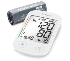 Medisana BU 535 tlakoměr na paži bílá / LCD displej / paměť pro 2 osoby / 4x AAA / detekce arytmie / stupnice WHO
