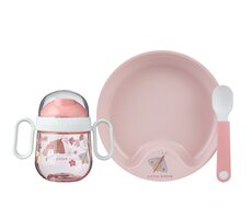 Little Dutch Dětská jídelní sada 3-dílná Květiny a motýli / od 6 měsíců