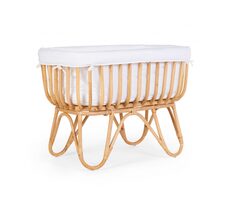 Childhome Košík na miminko ratanový + matrace + potah Jersey Off White / 90 x 52 x 70 cm