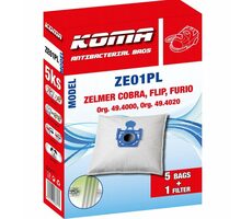 KOMA ZE01PL Sáčky do vysavače  Zelmer Cobra&Flip&Furio s plastovým čelem / 5ks