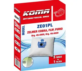 KOMA ZE01PL Sáčky do vysavače  Zelmer Cobra&Flip&Furio s plastovým čelem / 5ks