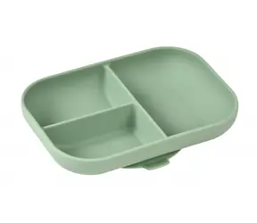 Beaba Talíř silikonový dělený s přísavkou Sage Green