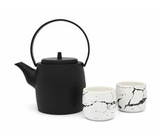 Bredemeijer Kobe Konvička na čaj + 2 šálky černá / 1.2 l / konvička litina / šálky porcelán