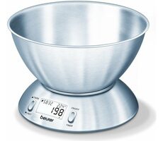 Beurer KS 54 stříbrná / kuchyňská váha / max . 5ks / rozlišení 1 g / LCD displej / integrovaný teploměr 