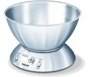Beurer KS 54 stříbrná / kuchyňská váha / max . 5ks / rozlišení 1 g / LCD displej / integrovaný teploměr 