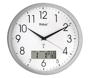 Mebus 19422 - Rádiem řízené nástěnné hodiny s digitálním displejem / 30 cm / 1x AA