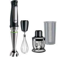 Braun MultiQuick 7 MQ 7025X černo-stříbrná / tyčový mixér / 1000W / metla / mixovací nádoba 0.6 l / sekáček 350ml