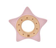 KikkaBoo Kousátko silikon a dřevo Star Pink / od 0 měsíců