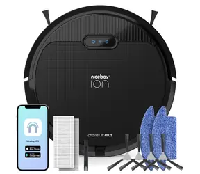 Niceboy ION Charles i3 plus černá / Robotický vysavač s mopem / sací výkon 2500 Pa / prachová nádoba 400 ml / HEPA 