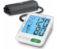 Medisana BU 584 tlakoměr na paži bílá / LCD displej / paměť pro 2 osoby / 4x AAA / detekce arytmie / Bluetooth